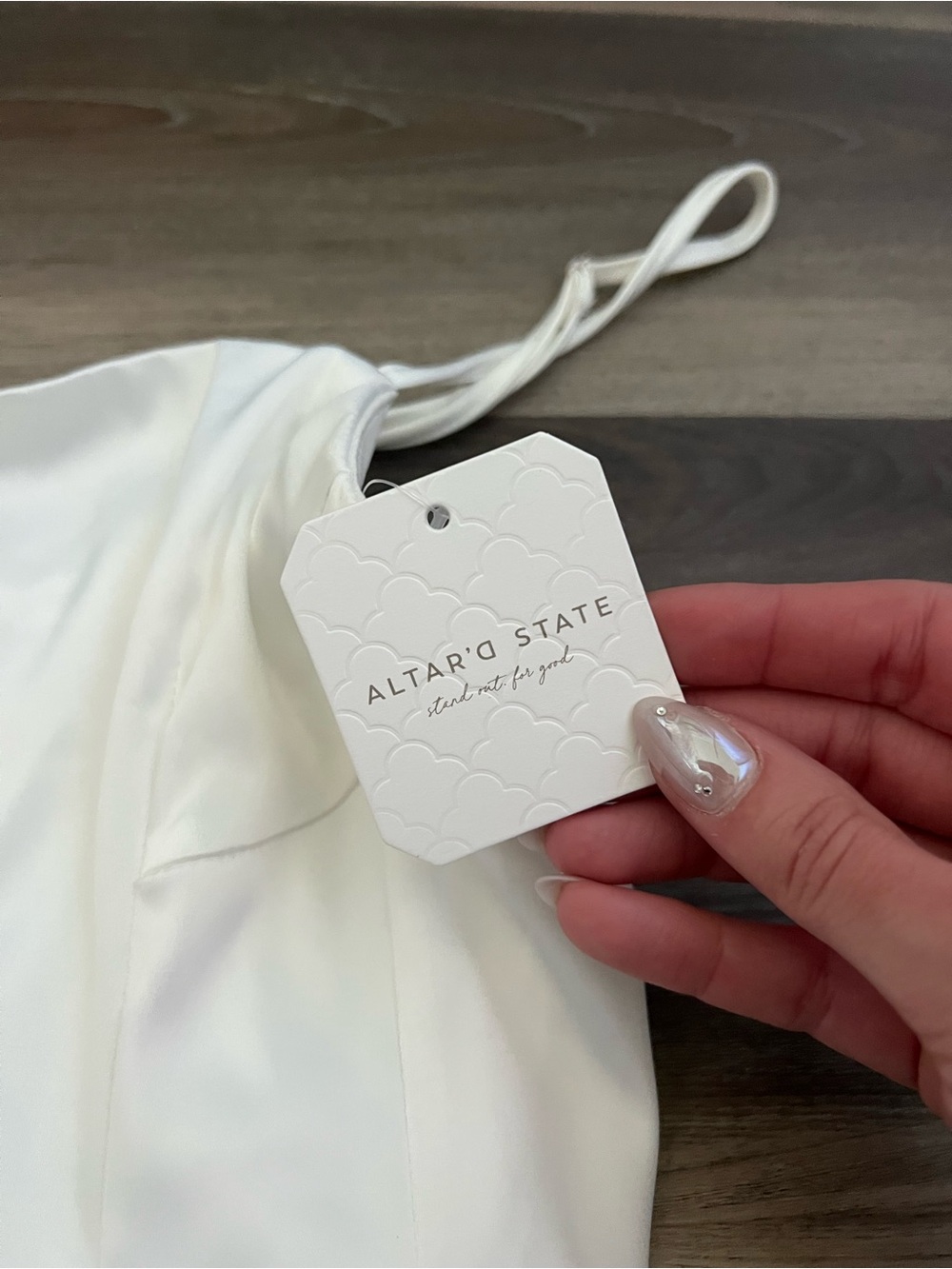 Altar'd State Ivory Satin Mini Dress with Spaghetti Straps - Picture 2 of 5